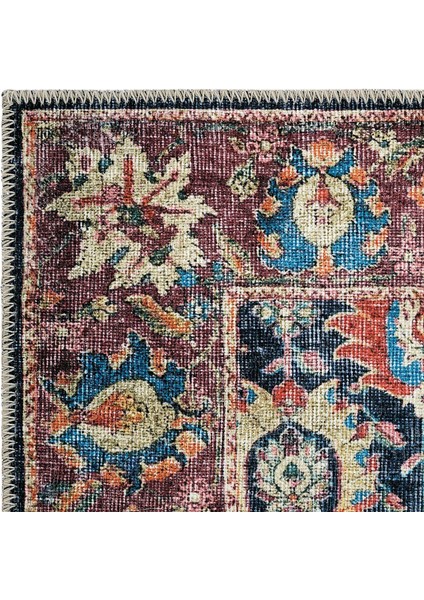 Private Renkli Halı Yolluk Eskitme Vintage Dokuma Şönil Halı Çiçekli Yıkanabilir halı fırsatları