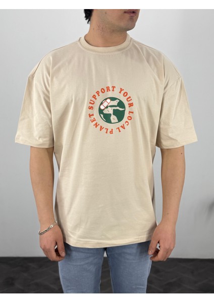 Oversize Ön ve Arka Baskılı Unisex T-Shirt