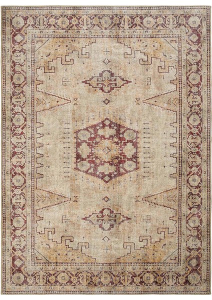 Private Krem Eskitme Vintage Halı Yolluk Etnik Desen Şönil Halı Yıkanabilir Salon Halısı