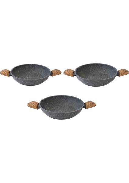 Marble Natura Granit Sahan Yumurta Tavası 18 cm - 20 cm - 22 cm Set