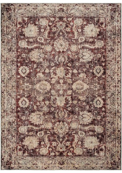 Private Bordo Eskitme Vintage Halı Etnik Desen Otantik Şönil Halı Yıkanabilir Salon Halısı