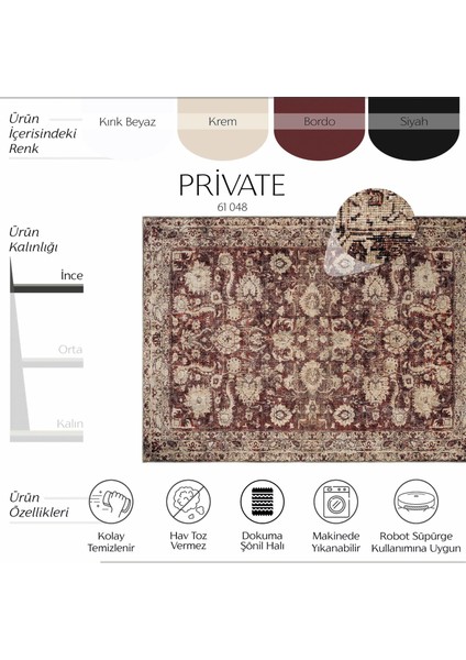 Private Bordo Eskitme Vintage Halı Etnik Desen Otantik Şönil Halı Yıkanabilir Salon Halısı fiyatları