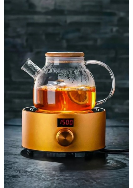 Cambu Bambu Zarafeti, Isıya Dayanıklı 900 ml Süzgeçli Cam Demlik Bitki Çayları ,borosilikat , Sürah