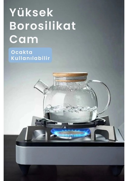 Cambu Bambu Zarafeti, Isıya Dayanıklı 900 ml Süzgeçli Cam Demlik Bitki Çayları ,borosilikat , Sürah fırsatları