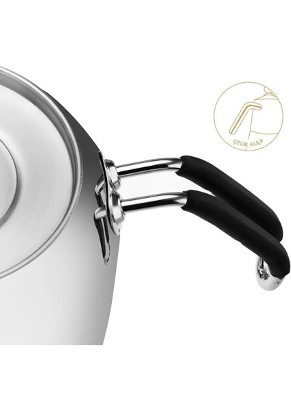 Modern orta boy paslanmaz çelik çaydanlık takımı, metal renkli, 2 litrelik set indirimleri