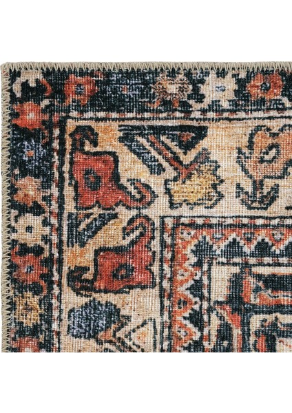 Private Kiremit Etnik Desenli Şönil Halı Yıkanabilir Eskitme Vintage Göbekli Salon Halısı fırsatları