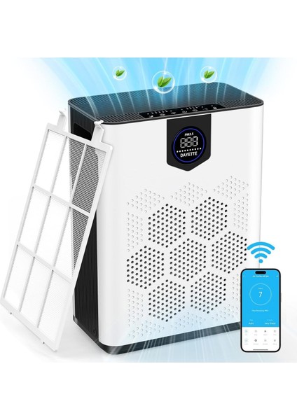 Wifi Hava Temizleyici, Hepa 14 Filtre, 300 M³/h Cadr, 120 ㎡ Alan, Akıllı Kontrol, Sessiz Mod