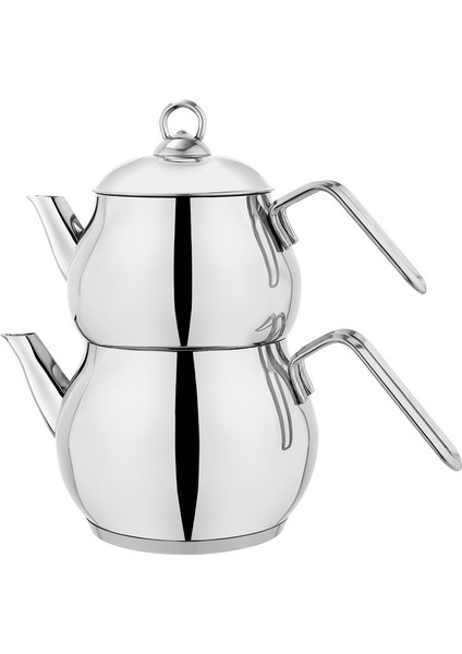 Şık 3 Parça Çelik Çaydanlık Seti, dayanıklı ve modern tasarım, gümüş renkli fiyatları