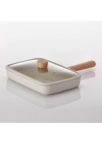 Fika Cam Kapaklı Dikdörtgen 29 cm Bej Tava