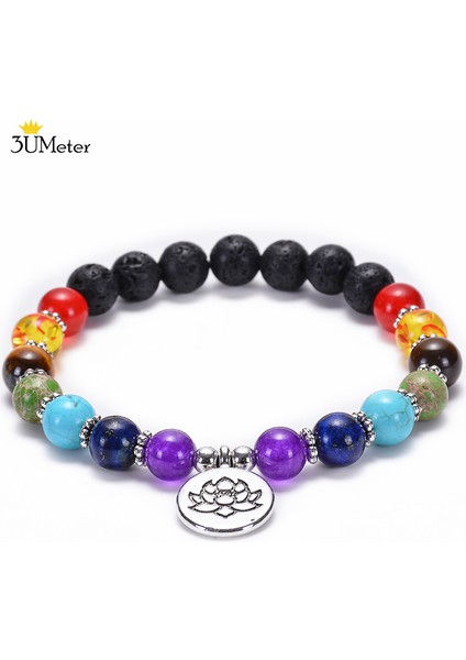 Çakra Bilezik-11 8mm Kaplan Gözü Boncuk Bileklik Doğal Taş 7 Çakra Bilezikleri Yoga Denge Boncukları Buddha Dua Esnek Bilezik Erkekler ve Kadınlar Için (Yurt Dışından)