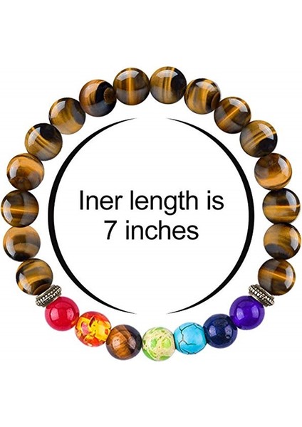 Çakra Bilezik-11 8mm Kaplan Gözü Boncuk Bileklik Doğal Taş 7 Çakra Bilezikleri Yoga Denge Boncukları Buddha Dua Esnek Bilezik Erkekler ve Kadınlar Için (Yurt Dışından) modelleri
