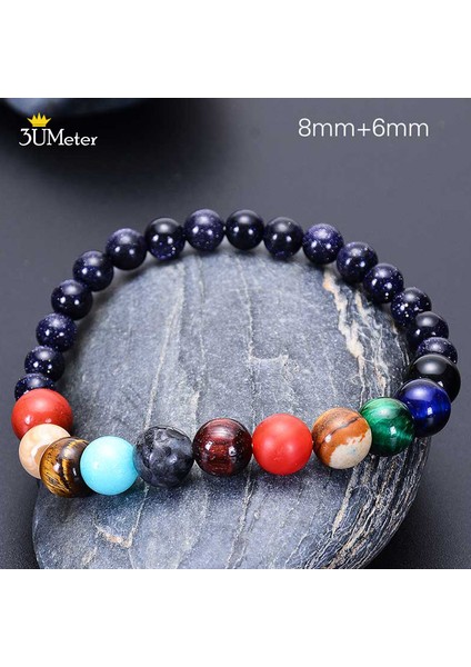 Gezegen Bilezik-3 8mm Kaplan Gözü Boncuk Bileklik Doğal Taş 7 Çakra Bilezikleri Yoga Denge Boncukları Buddha Dua Esnek Bilezik Erkekler ve Kadınlar Için (Yurt Dışından)