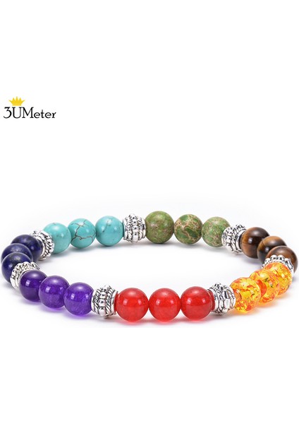 Çakra Bilezik1-2 8mm Kaplan Gözü Boncuk Bileklik Doğal Taş 7 Çakra Bilezikleri Yoga Denge Boncukları Buddha Dua Esnek Bilezik Erkekler ve Kadınlar Için (Yurt Dışından)