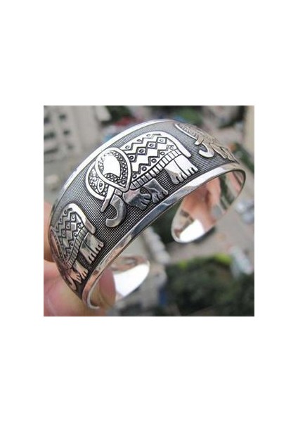Koyu Altın Şık Vintage Boho Stil Fil Tibet Tibet Totem Bilezikler Zarif Yuvarlak Metal Kolluk Bilezikler Kadın Mücevherat (Yurt Dışından)