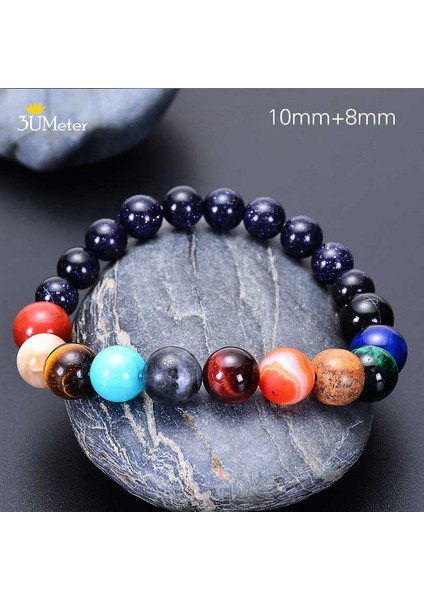 Gezegen Bilezik-1 8mm Kaplan Gözü Boncuk Bileklik Doğal Taş 7 Çakra Bilezikleri Yoga Denge Boncukları Buddha Dua Esnek Bilezik Erkekler ve Kadınlar Için (Yurt Dışından)