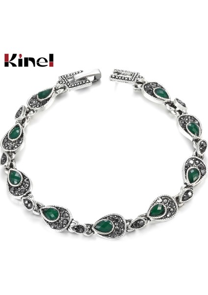 Yeşil Kinel Son Moda Bohemia Popüler Damla Şekilli Renkli Reçine Inci Taşlı Bilezik Kadınlar Için (Yurt Dışından)