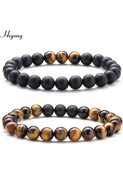 Siyah Mat2 Moda 8mm Kaplan Gözü Taş Boncuklu Bilezik Beyaz Howlit Doğal Taş Uzun Mesafe Çift Bilezikleri Şans Yoga Bileziği Erkekler Için (Yurt Dışından) fiyatları