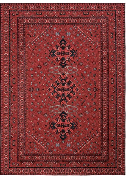 Private Bordo Eskitme Vintage Halı Etnik Desen Otantik Şönil Halı Yıkanabilir Salon Halısı