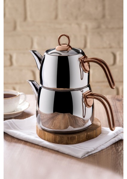 Midi İndüksiyon Çaydanlık Takımı, paslanmaz çelik, şık ve kullanışlı set