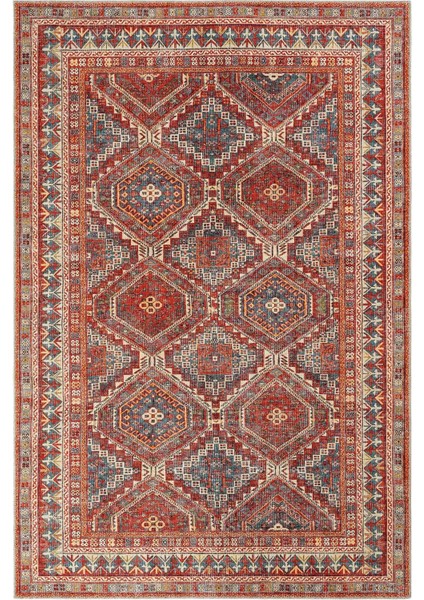 Private Turuncu Eskitme Vintage Halı Etnik Dokuma Şönil Halı Yıkanabilir Salon Halısı