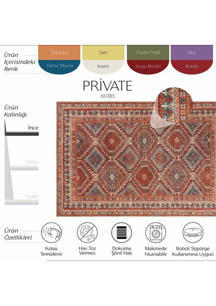Private Turuncu Eskitme Vintage Halı Etnik Dokuma Şönil Halı Yıkanabilir Salon Halısı fiyatları