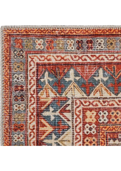 Private Turuncu Eskitme Vintage Halı Etnik Dokuma Şönil Halı Yıkanabilir Salon Halısı fırsatları