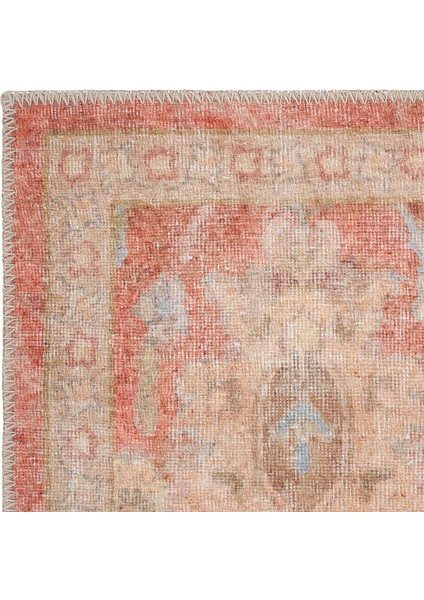 Private Turuncu Eskitme Vintage Halı Etnik Dokuma Şönil Halı Yıkanabilir Salon Halısı