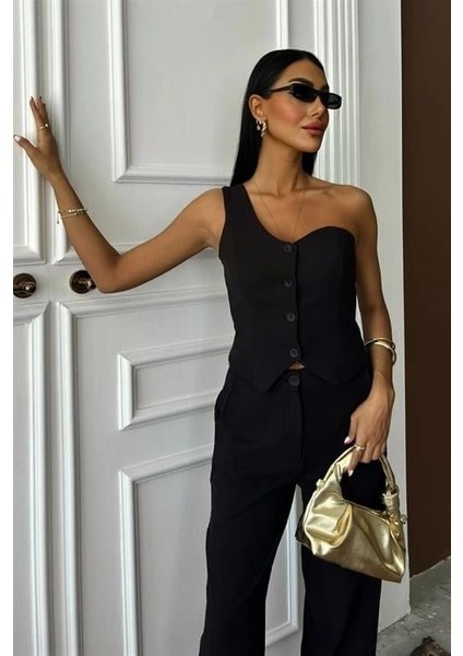 Tek Omuz Büstiyer Plazzo Pantolon Viscon Takım 10159 fırsatları