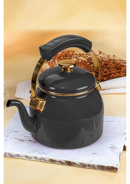 Gri Emaye Demlik 2,25 L, Şık ve Kullanışlı Mutfak Gereci