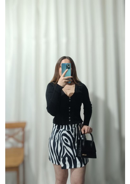 Kadın Zebra Şort Etek