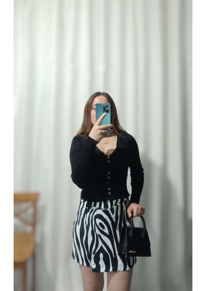 Kadın Zebra Şort Etek