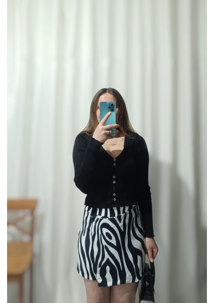 Kadın Zebra Şort Etek
