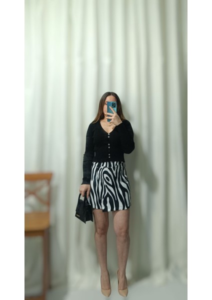 Kadın Zebra Şort Etek