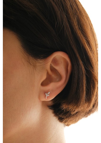 Gümüş Rodyumlu Zirkon Taşlı Yaprak Küpe SGTL12846RODAJ fiyatları