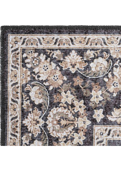 Private Siyah Eskitme Vintage Halı Çiçek Desen Dokuma Şönil Halı Yıkanabilir Salon Halısı fırsatları
