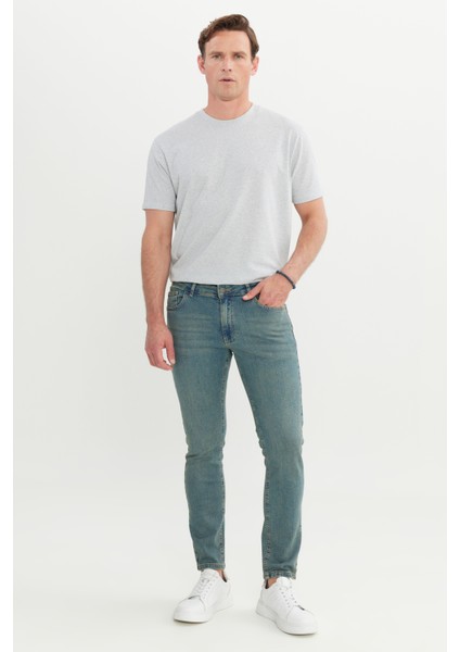 Pamuklu Ekstra Slim Fit Dar Kesim 5 Cep Esnek Kot Denim Jean Pantolon