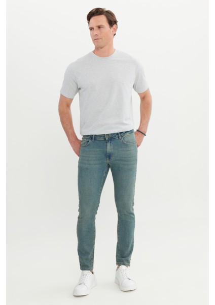 Pamuklu Ekstra Slim Fit Dar Kesim 5 Cep Esnek Kot Denim Jean Pantolon