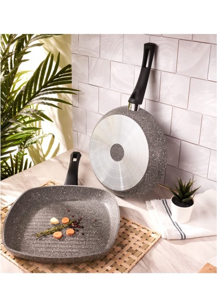 Gris Bio Granit Tava ve Grill Seti