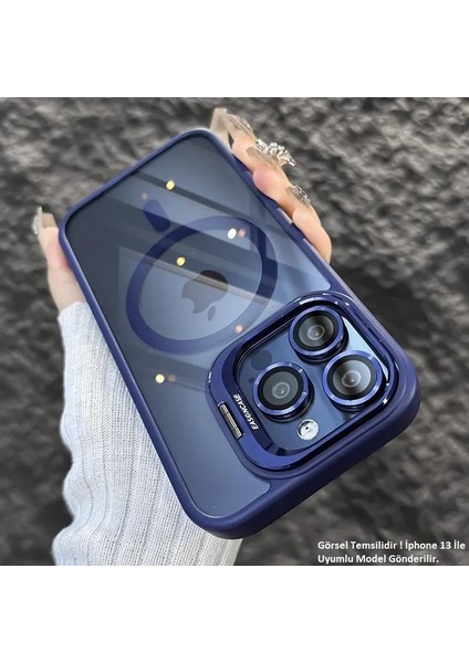 iPhone 13 Uyumlu Kılıf Klon Stantlı + Lens Korumalı Magsafe Kapak