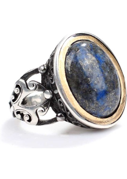 925 Ayar Gümüş Lapis Taşlı Oval Erkek Yüzüğü