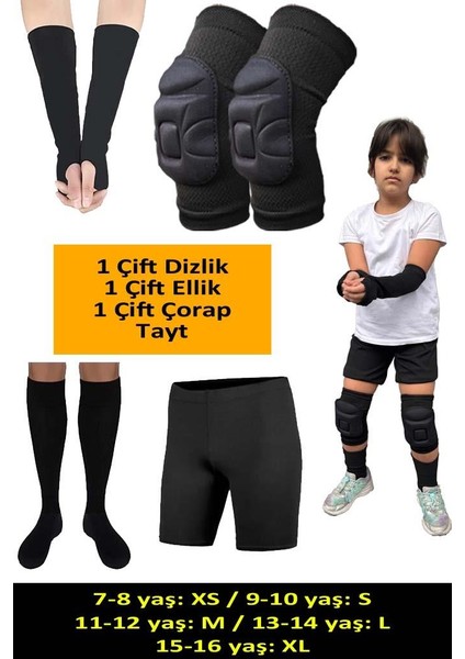 Çocuk Voleybol Dizliği Voleybol Ellik Çorap Tayt Seti