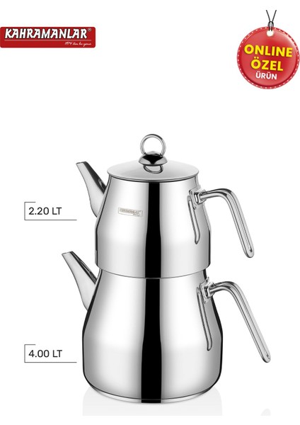 Şık Çelik Çaydanlık Takımı, 2,5 L, altın renk, modern ve kullanışlı tasarım fiyatları