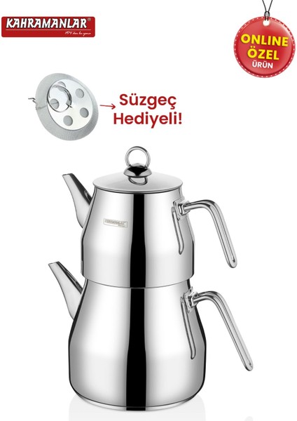 Şık Çelik Çaydanlık Takımı, 2,5 L, altın renk, modern ve kullanışlı tasarım fırsatları