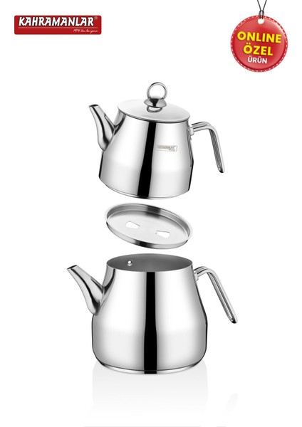 Şık Çelik Çaydanlık Takımı, 2,5 L, altın renk, modern ve kullanışlı tasarım indirimleri