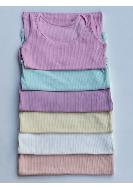 Kalın Askılı Fitilli Pastel Renk Kız Çocuk Atlet ( Tutku Yetkili Bayii )
