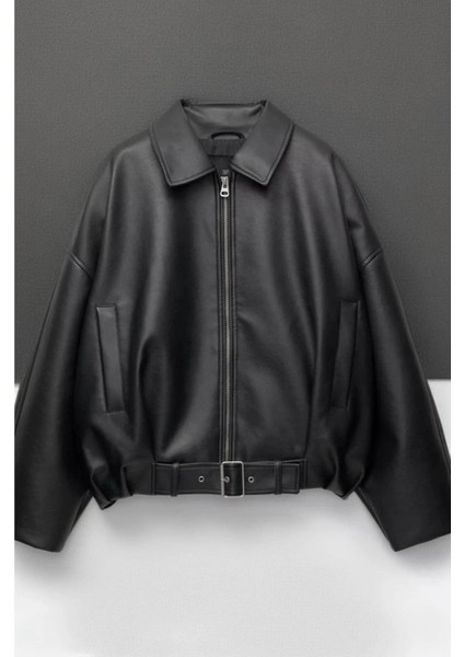 P&b Kadın Suni Deri Bomber Ceket – Astarlı, Fermuarlı, Kemerli, Çift Cepli Şık Günlük Tasarım modelleri