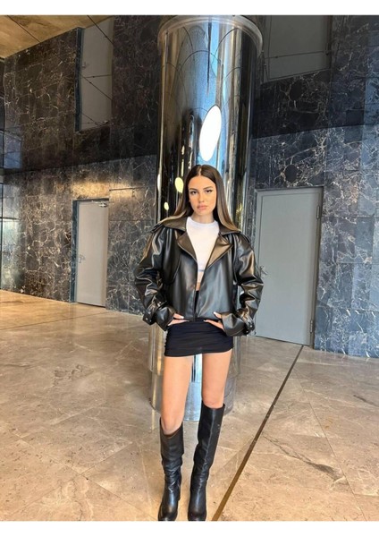 Oversize Siyah Deri Ceket fiyatları