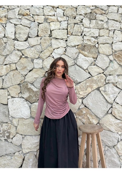 Gül Kurusu Uzun Kollu Büzgülü Bluz fiyatları