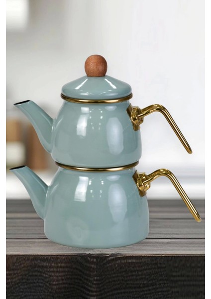Soft Green Mini Model Emaye Çaydanlık