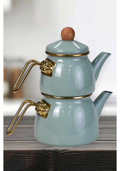 Soft Green Mini Model Emaye Çaydanlık